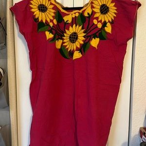 Cotton Embroidery Sunflower Top